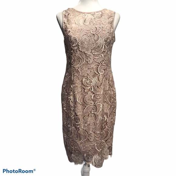 Adrianna Papell Lace Sheath Dress Size 8P - Picture 2 of 11